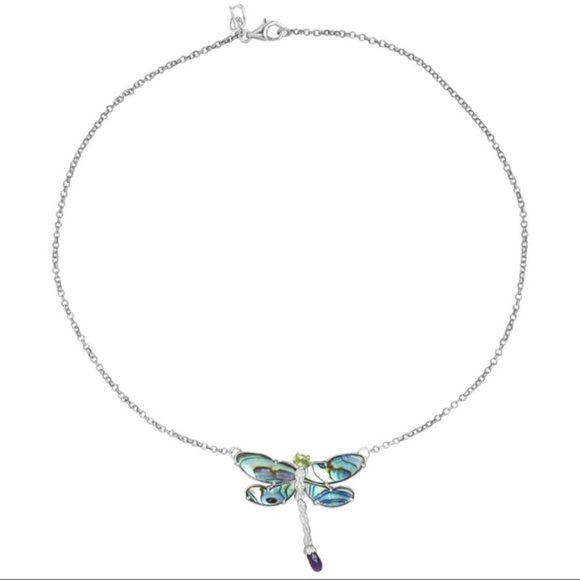 RETIRED Carolyn Pollack Ltd Edition Sterling Silver Abalone Dragonfly Necklace - Picture 9 of 11
